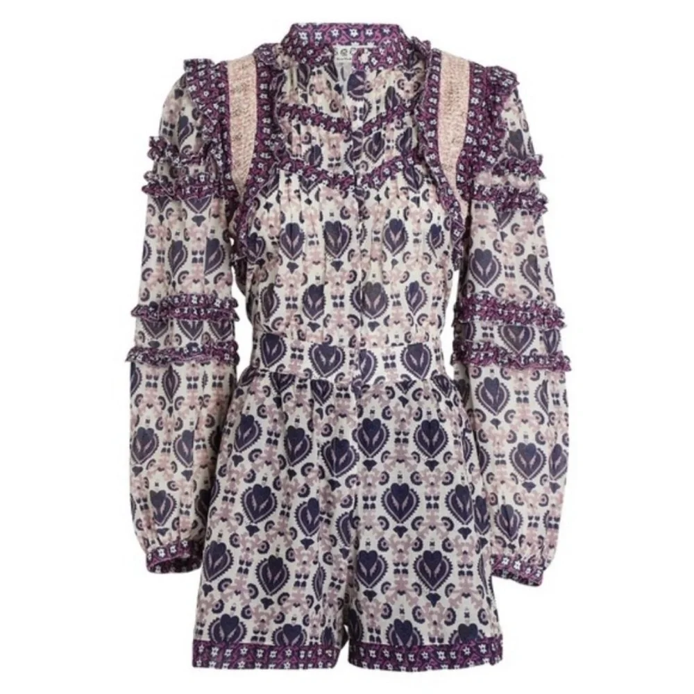 Sea New York Brigitte Border Long Sleeve Romper Size 12 Multicolor Purple NWOT - Picture 5 of 16